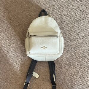 Coach Cream Mini Backpack with Black Straps